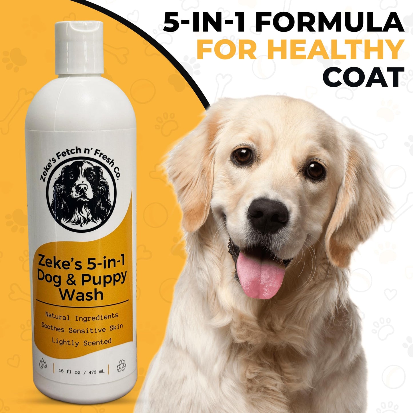 Zeke's 5-in-1 Dog and Puppy Wash - Natural Shampoo and Conditioner for All Ages, Moisturizes Sensitive Skin, Soothes Itchy Coats, Sulfate-Free, Plant-Based Formula, Eco-Friendly